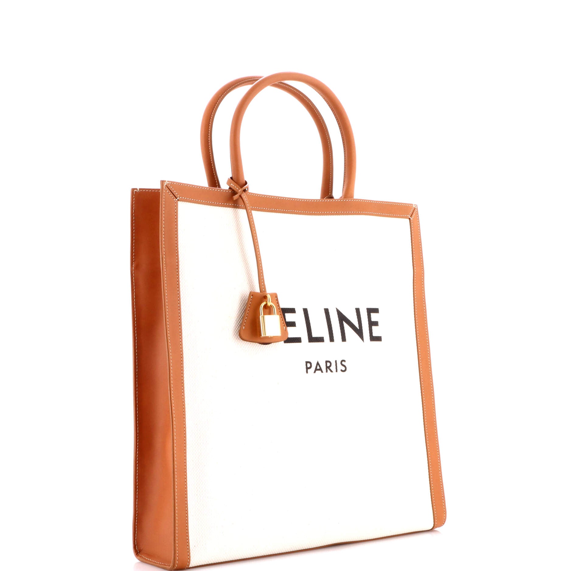 Vertical Cabas Tote Canvas with Leather Large