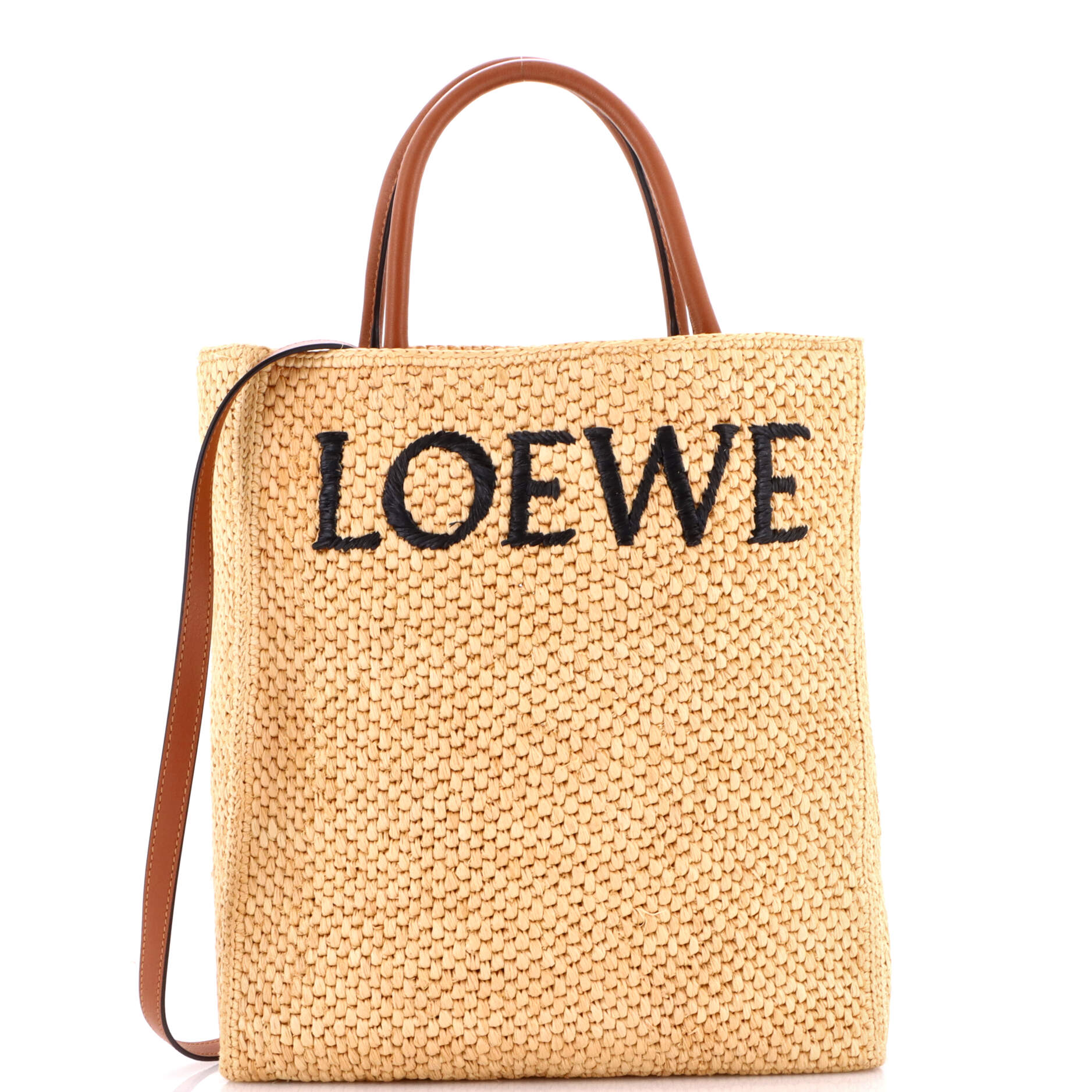A4 Tote Raffia and Leather North South
