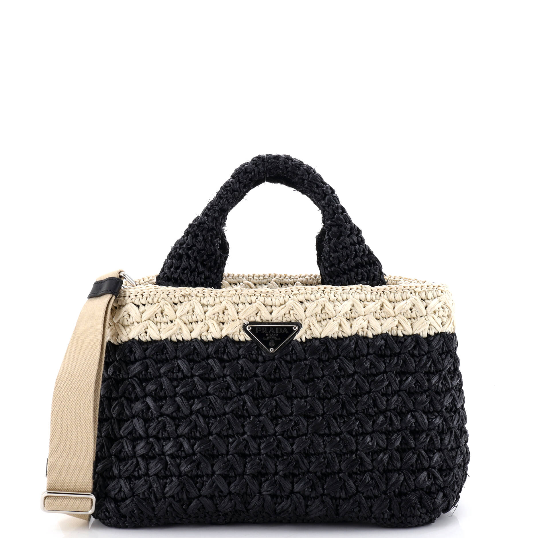 Convertible Open Tote Woven Raffia Small