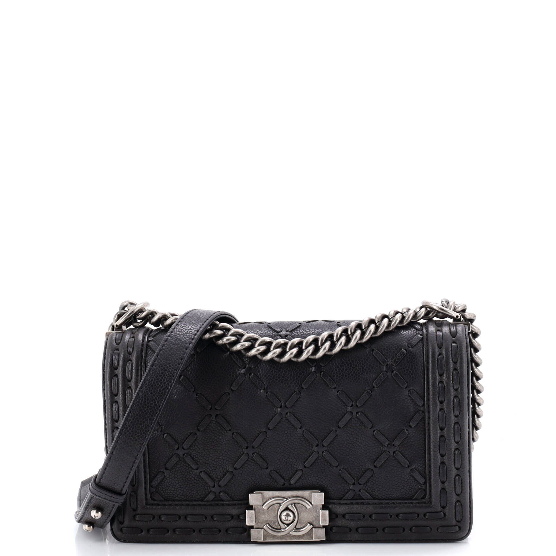 Paris-Dallas Boy Flap Bag Whipstitch Caviar Old Medium
