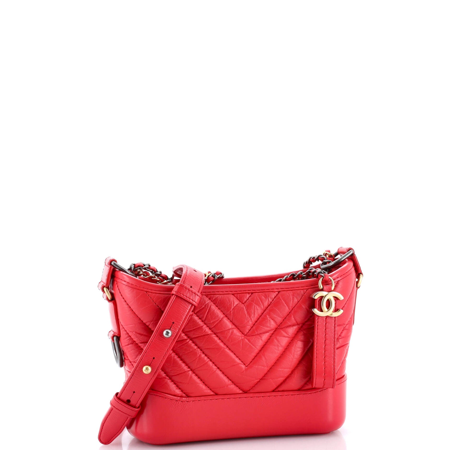 Gabrielle Hobo Chevron Aged Calfskin Small