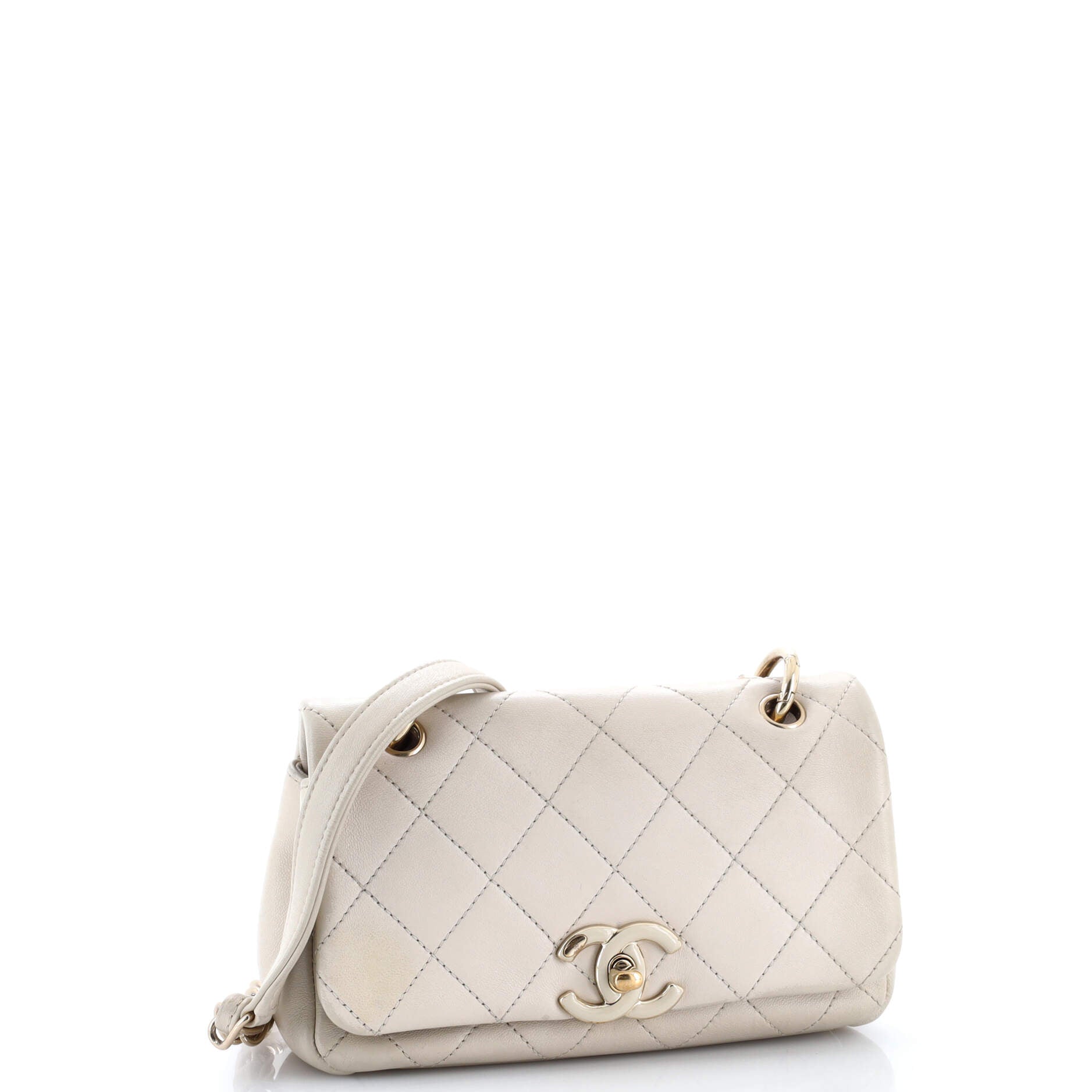 Twist Chain Enamel CC Flap Bag Quilted Lambskin Medium