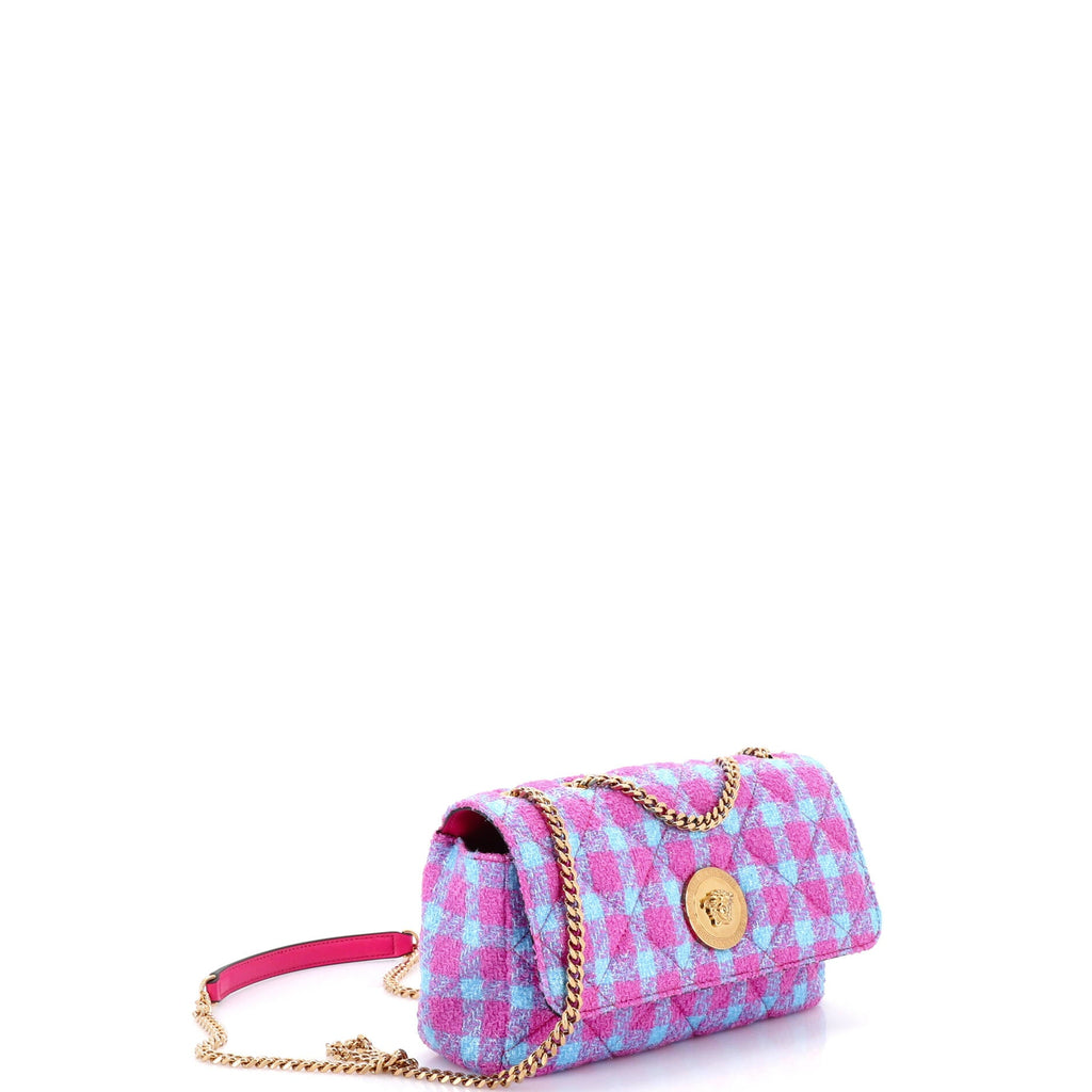 Medusa Icon Chain Flap Bag Quilted Tweed East West