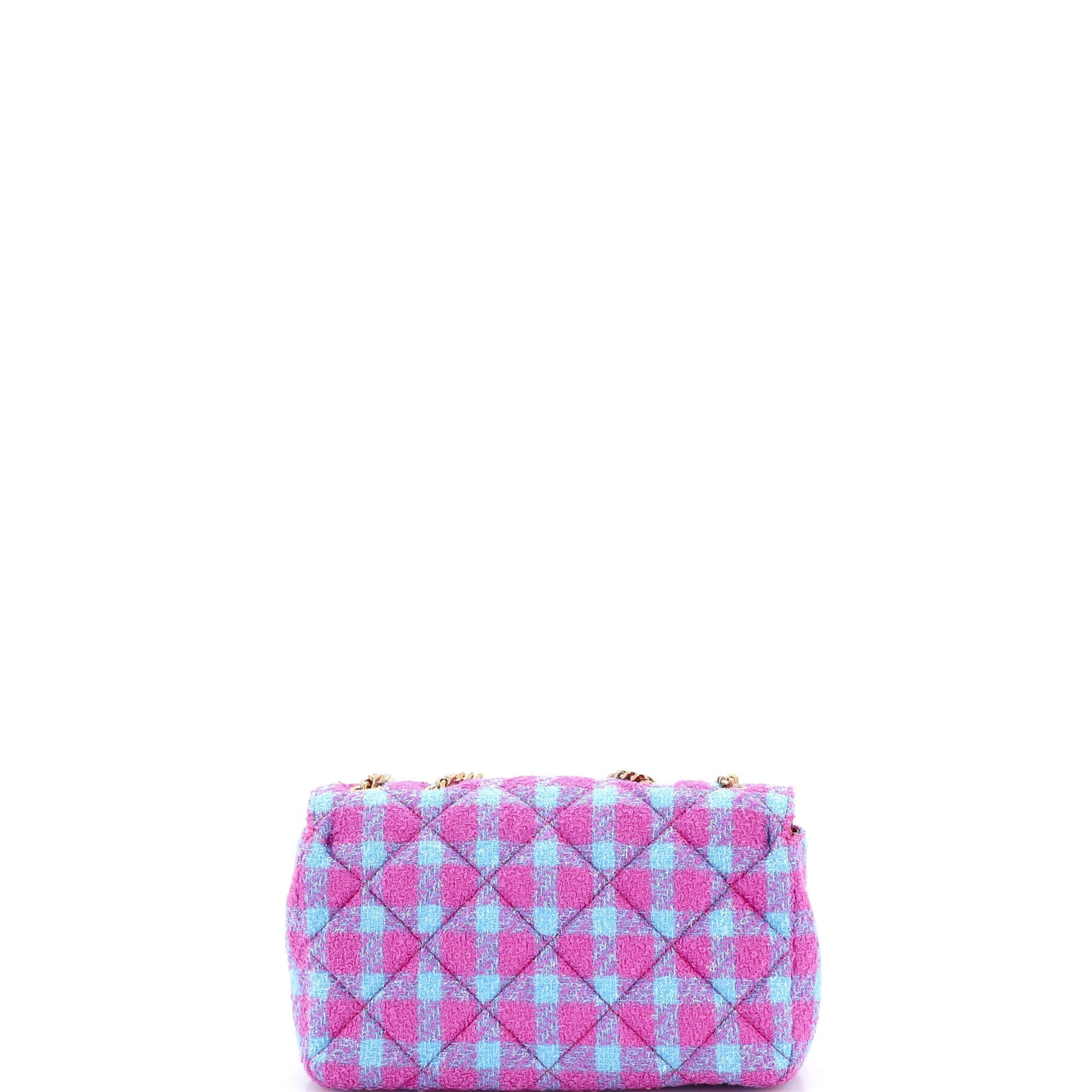 Medusa Icon Chain Flap Bag Quilted Tweed East West