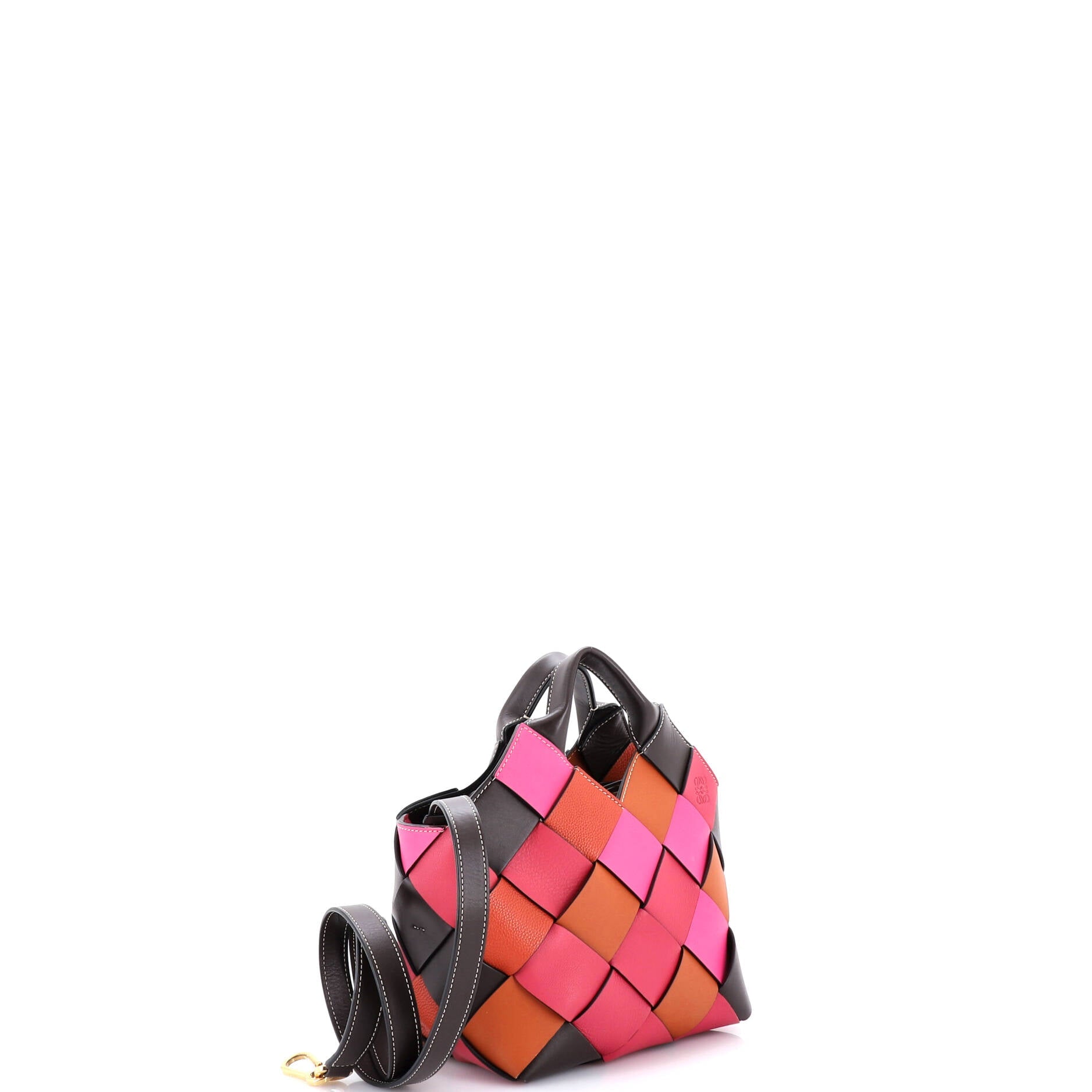 Woven Basket Bag Leather Small
