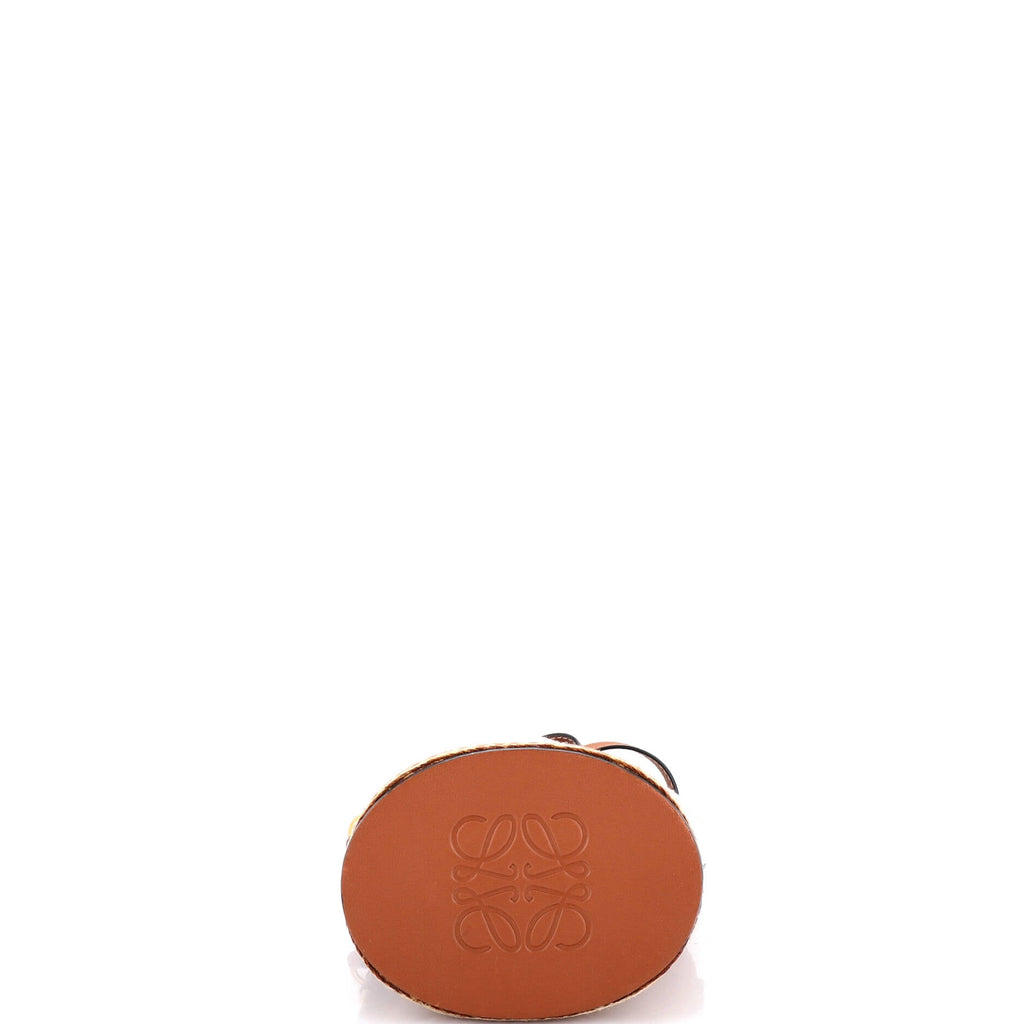 Gate Bucket Bag Leather and Canvas with Raffia Medium