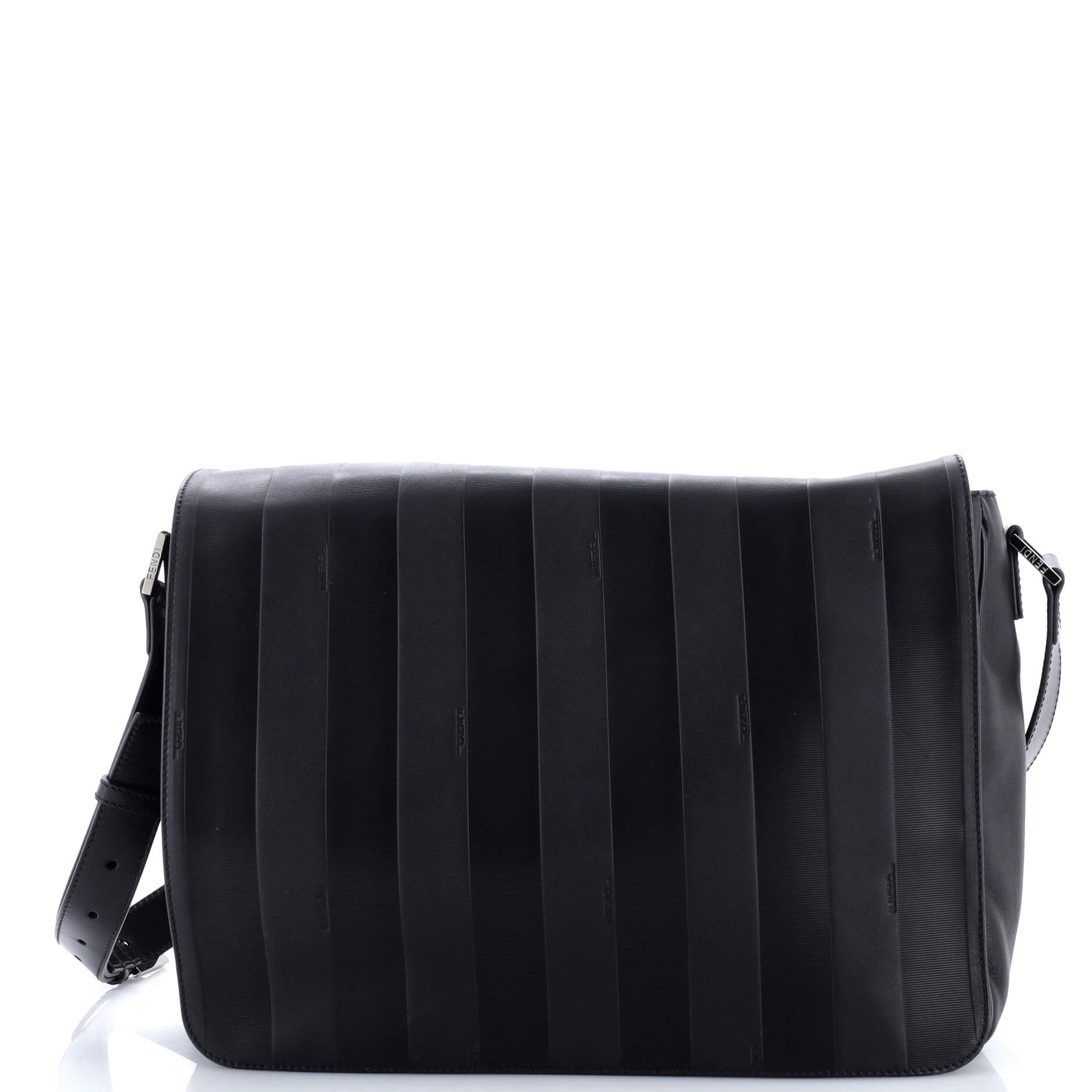 Flap Messenger Bag Pequin Embossed Leather Large