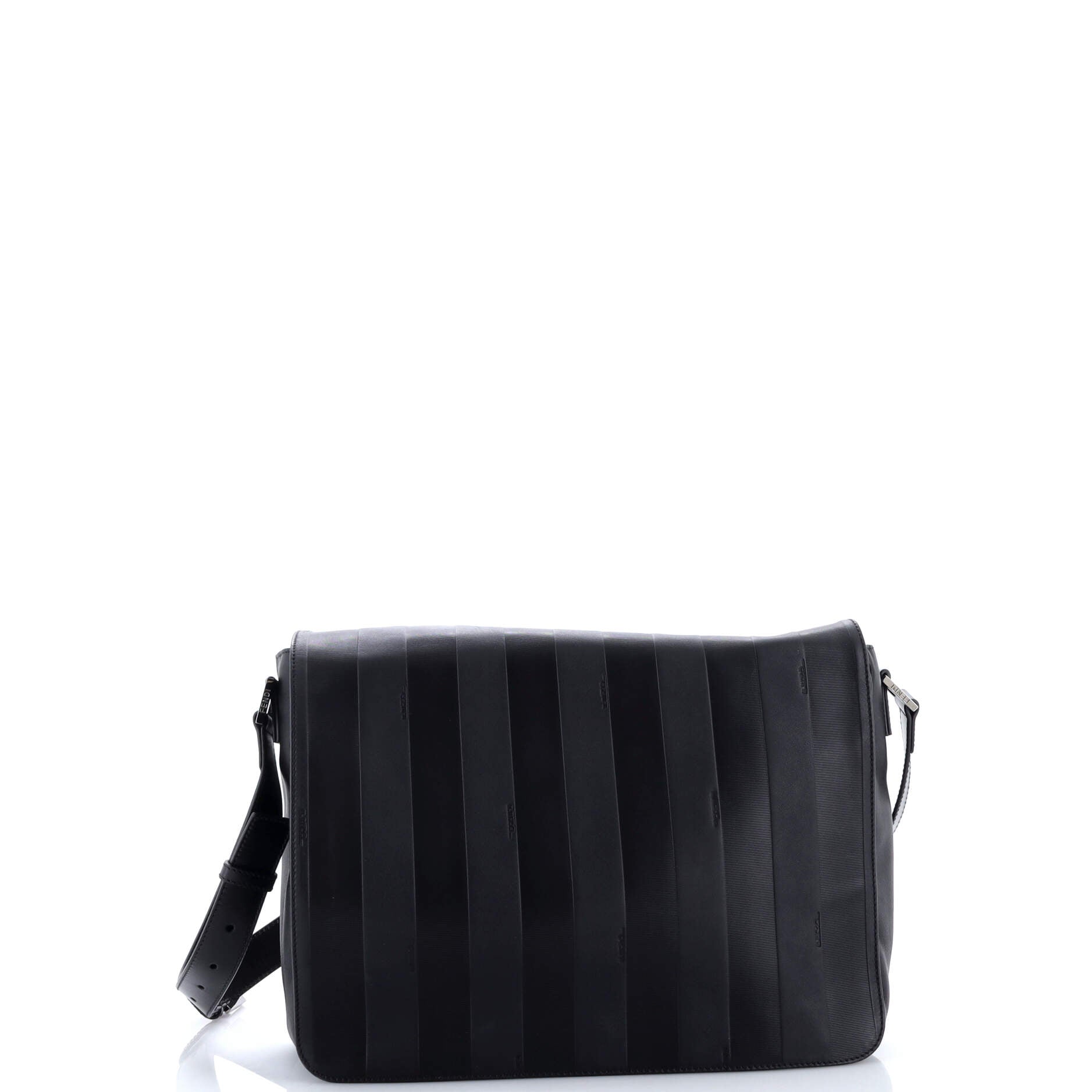 Flap Messenger Bag Pequin Embossed Leather Large