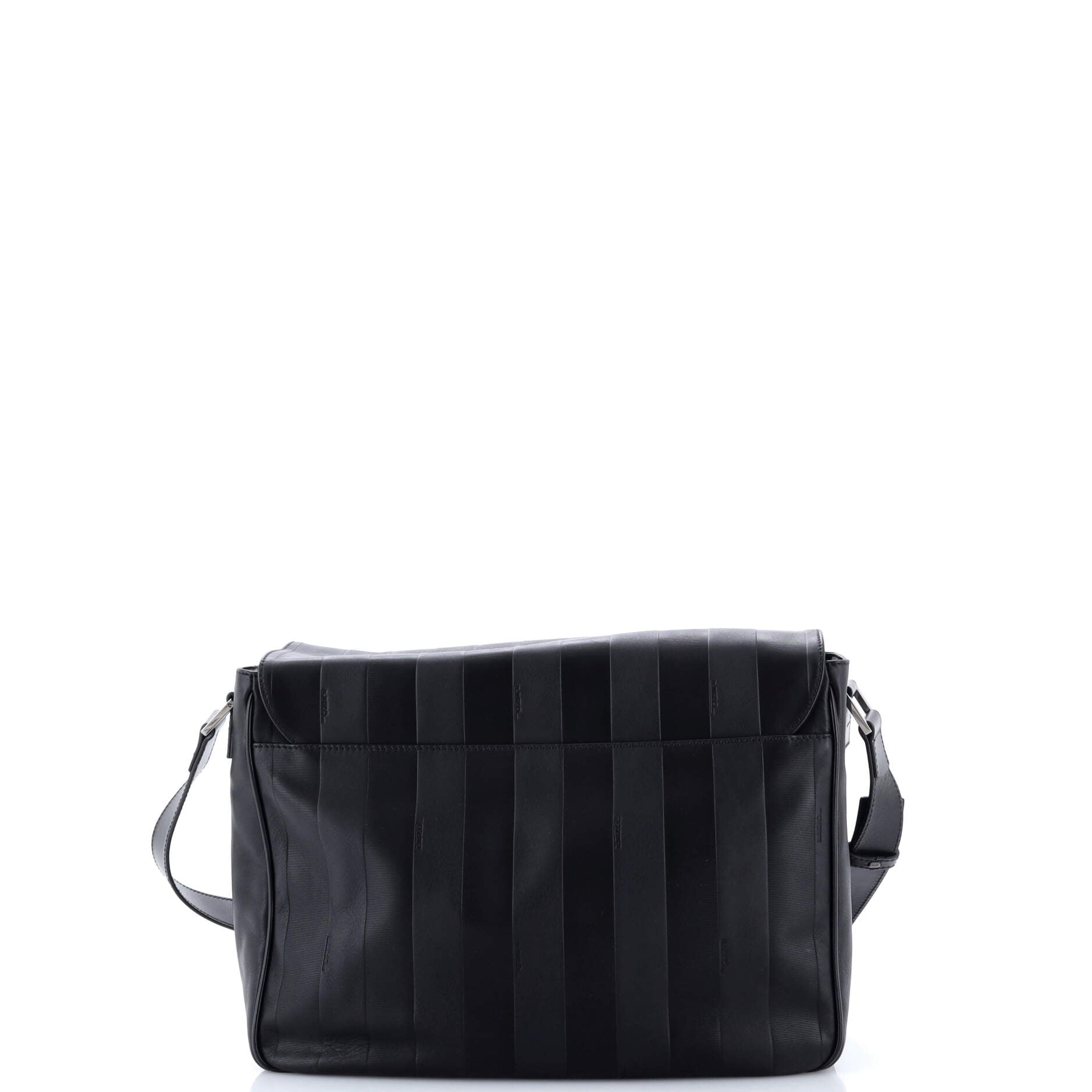 Flap Messenger Bag Pequin Embossed Leather Large