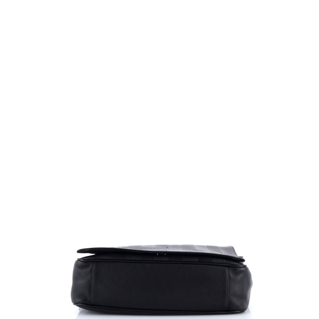 Flap Messenger Bag Pequin Embossed Leather Large
