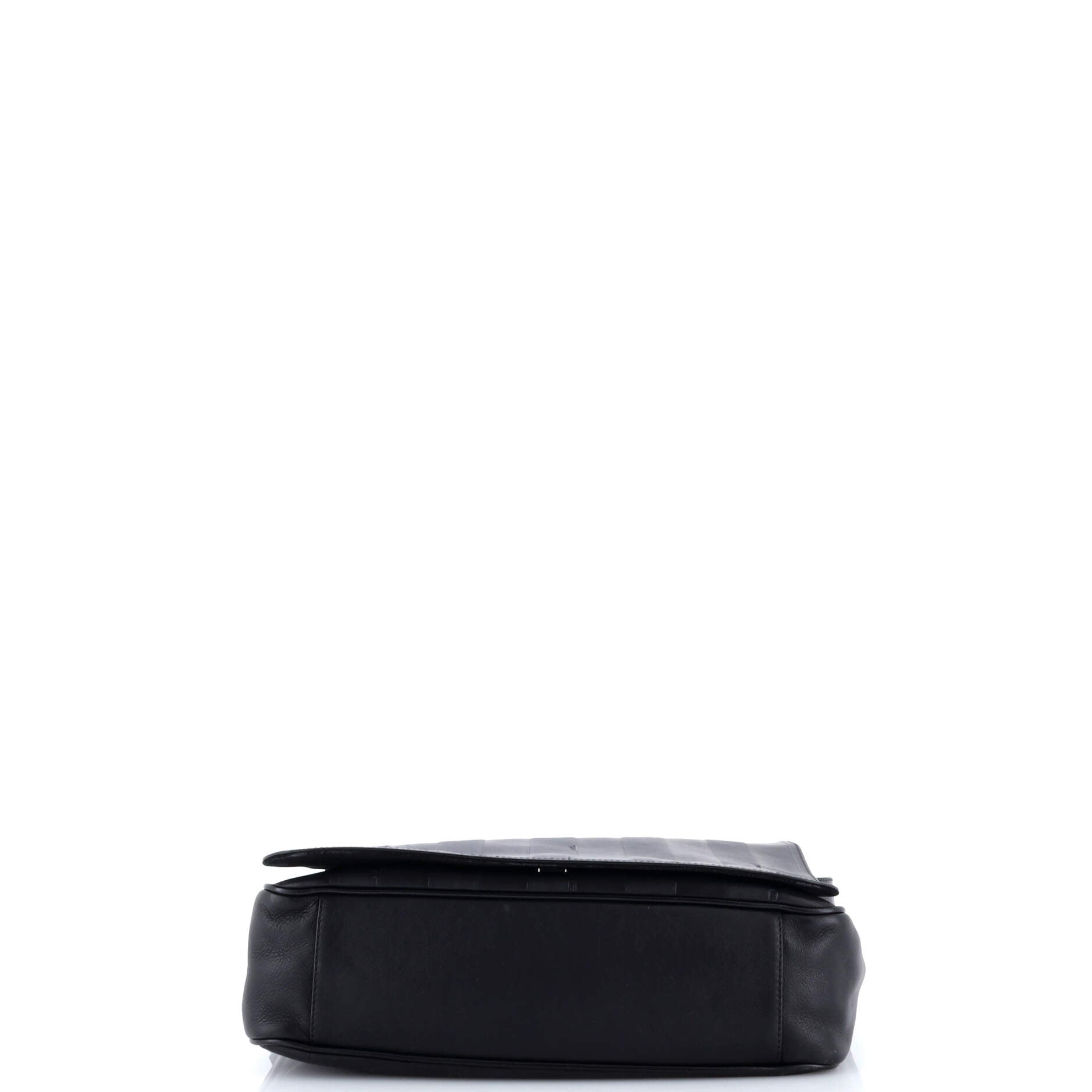 Flap Messenger Bag Pequin Embossed Leather Large