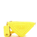 Triangle Logo Zip Crossbody Bag Crochet Raffia Small