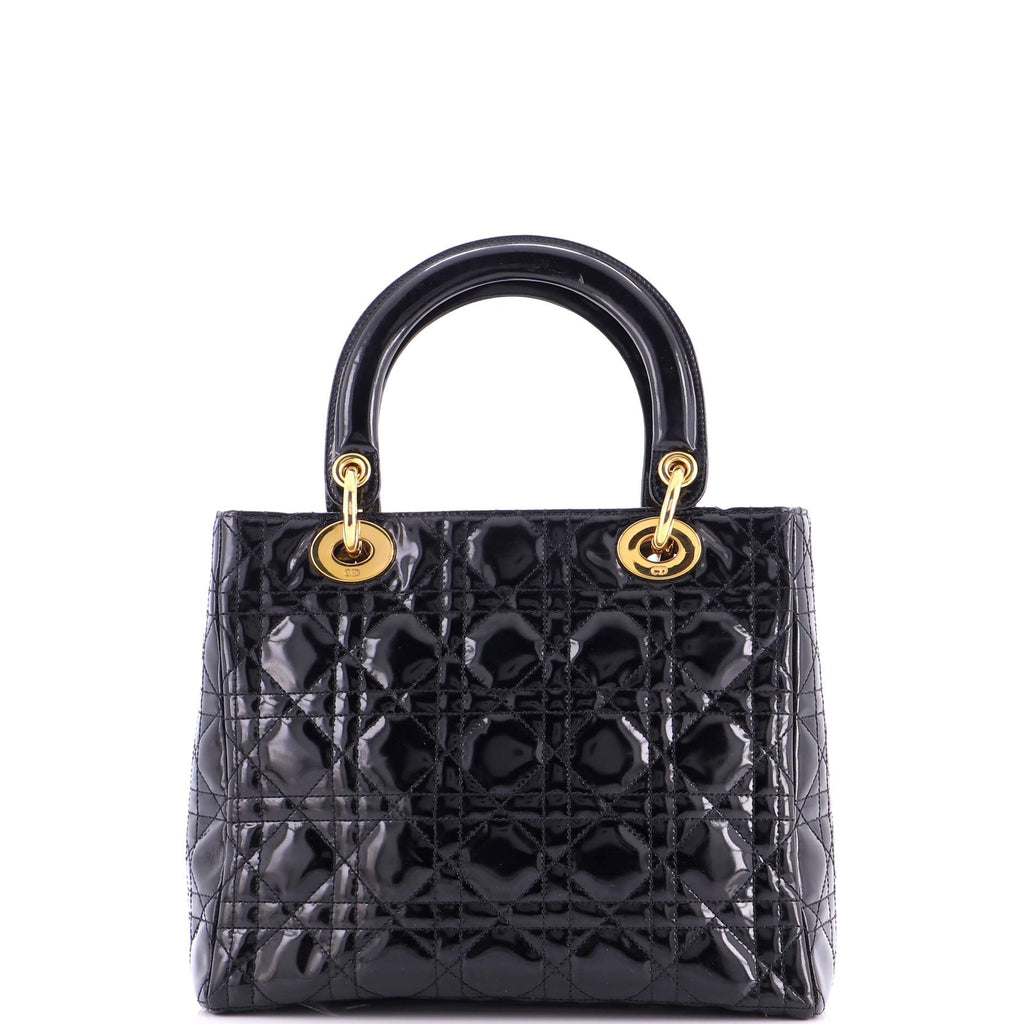 Vintage Lady Dior Bag Cannage Quilt Patent Medium