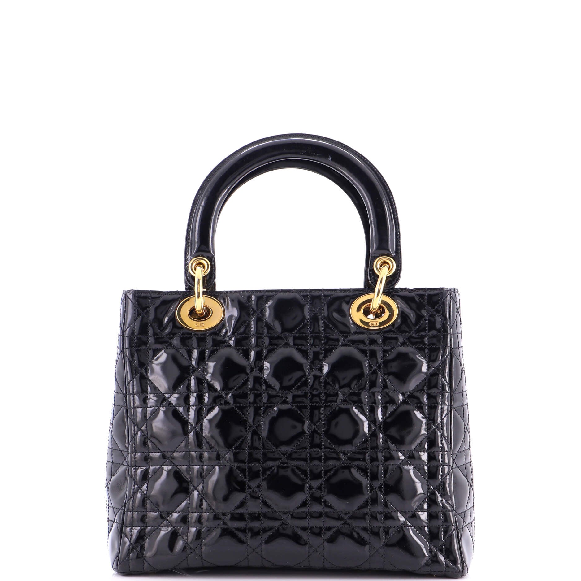 Vintage Lady Dior Bag Cannage Quilt Patent Medium