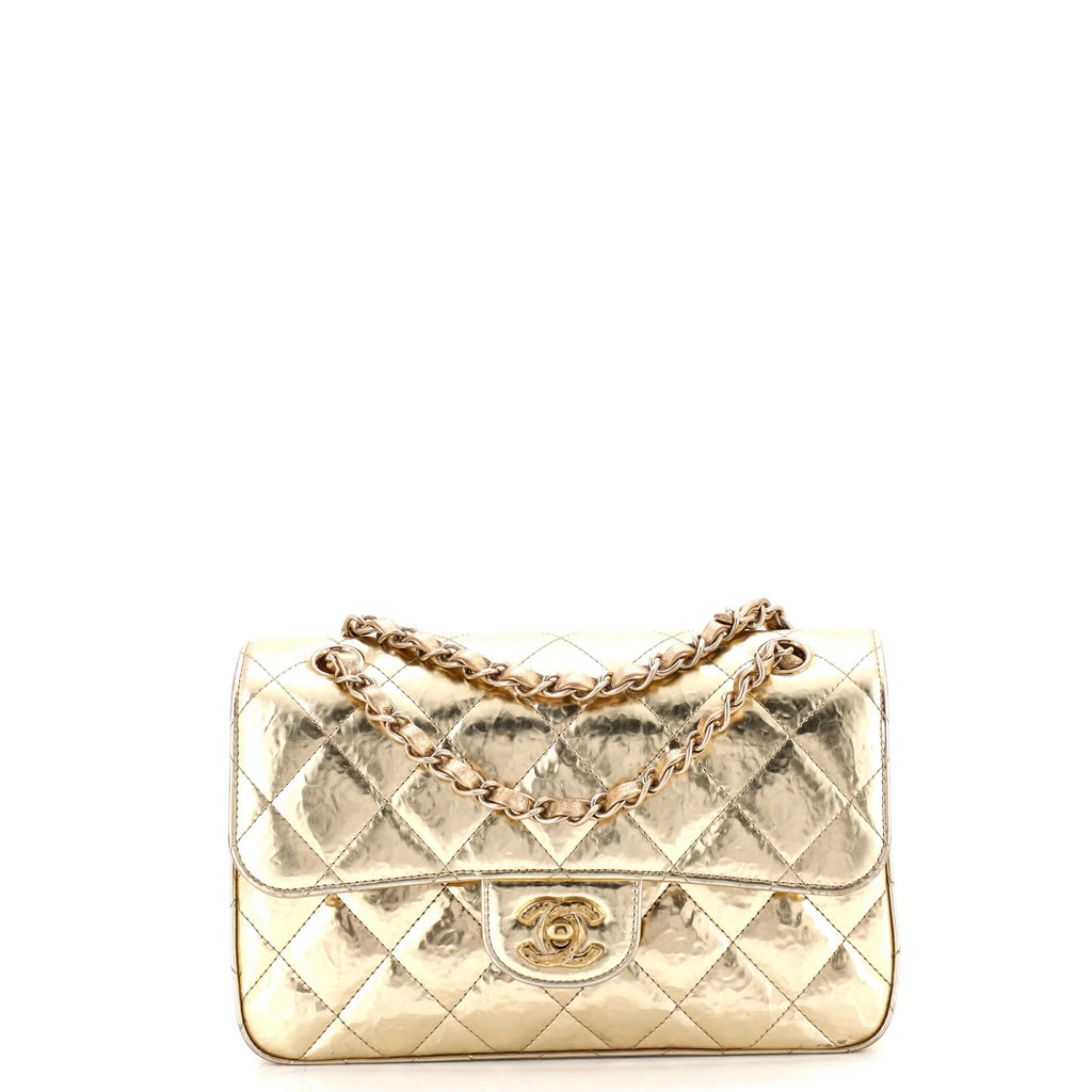 Classic Double Flap Bag Quilted Hammered Metallic Calfskin Small