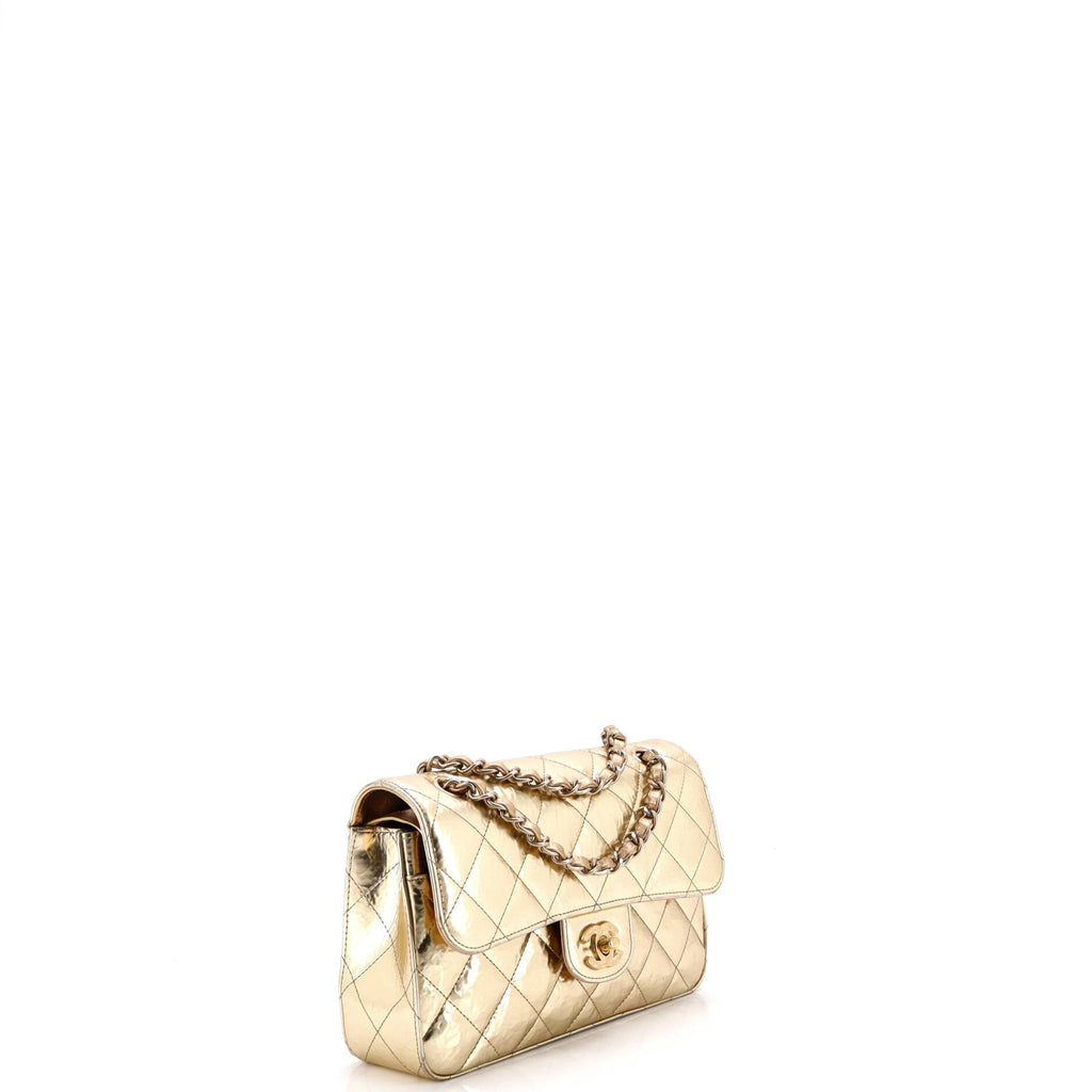 Classic Double Flap Bag Quilted Hammered Metallic Calfskin Small