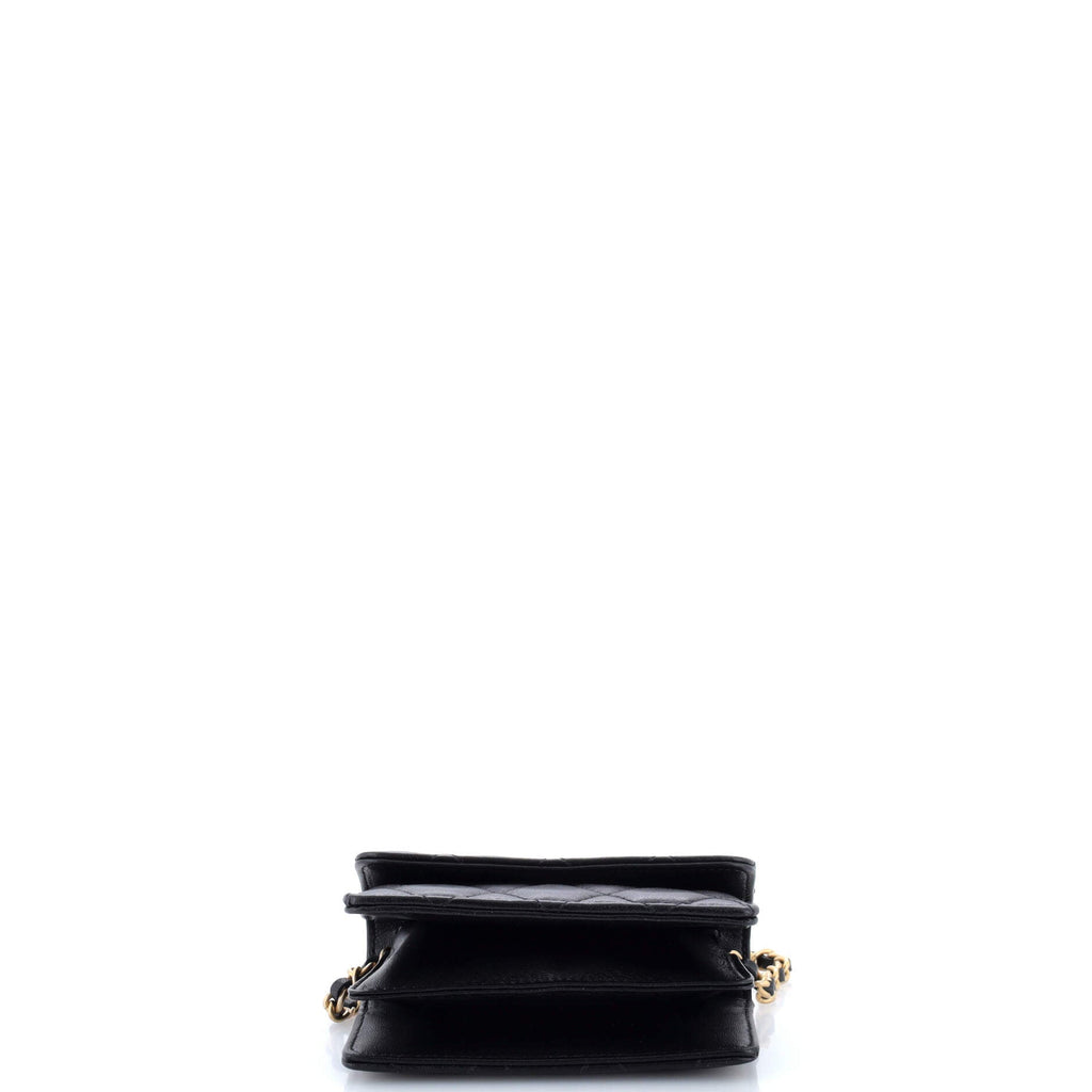 Pearl Crown Clutch with Chain Quilted Lambskin
