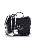 Filigree Vanity Case Quilted Caviar with Striped Leather Large