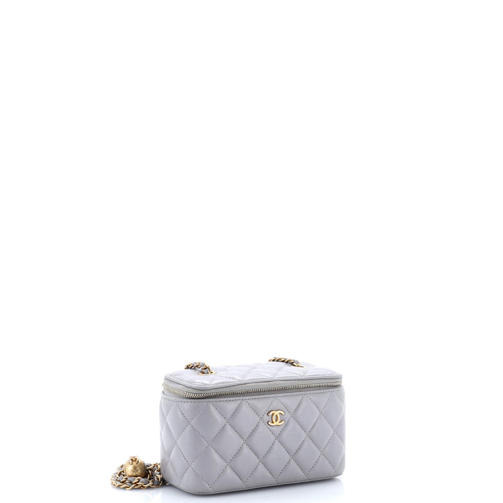Pearl Crush Vanity Case with Chain Quilted Lambskin Small