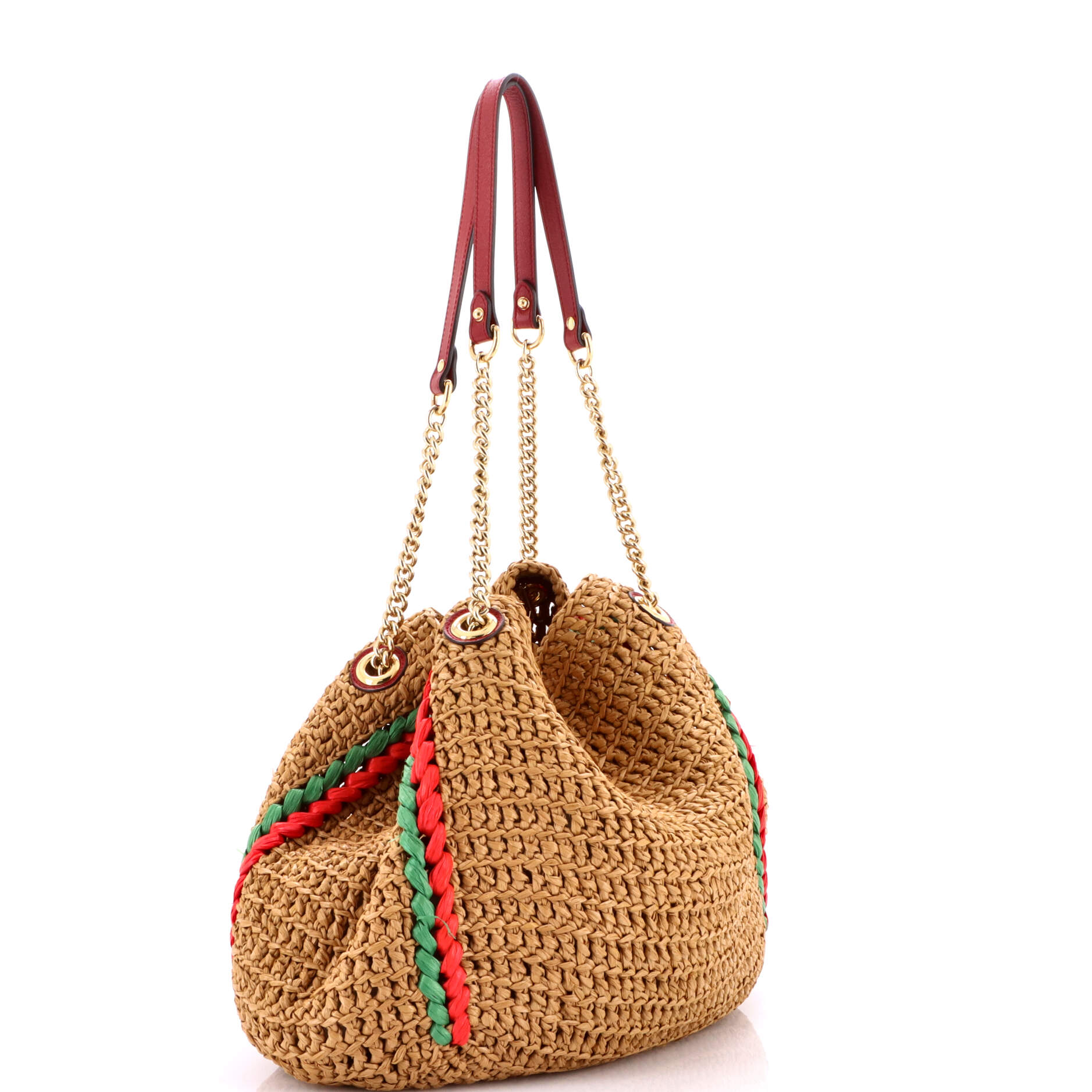 GG Marmont Chain Tote Raffia Large