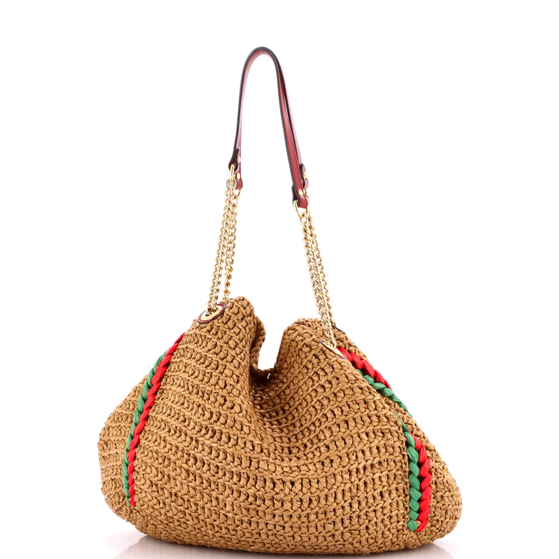 GG Marmont Chain Tote Raffia Large