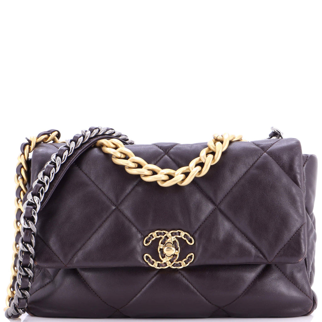 19 Flap Bag Quilted Leather Large