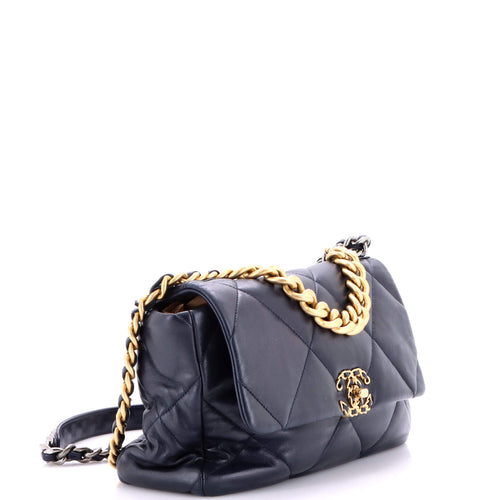 19 Flap Bag Quilted Leather Large