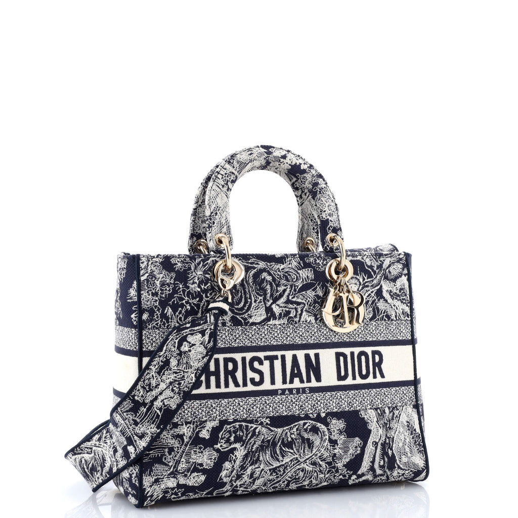 Lady D-Lite Bag Embroidered Canvas Large
