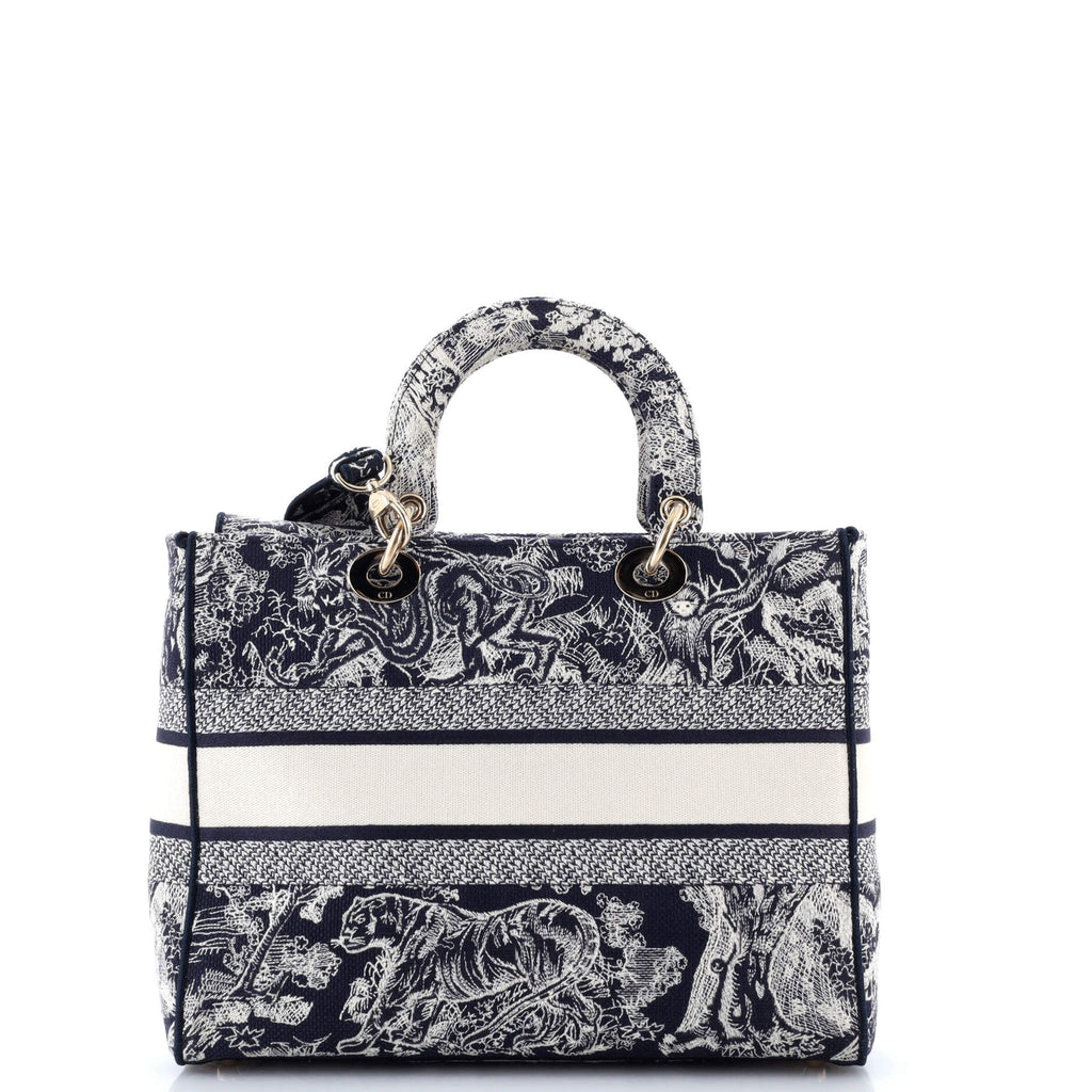 Lady D-Lite Bag Embroidered Canvas Large