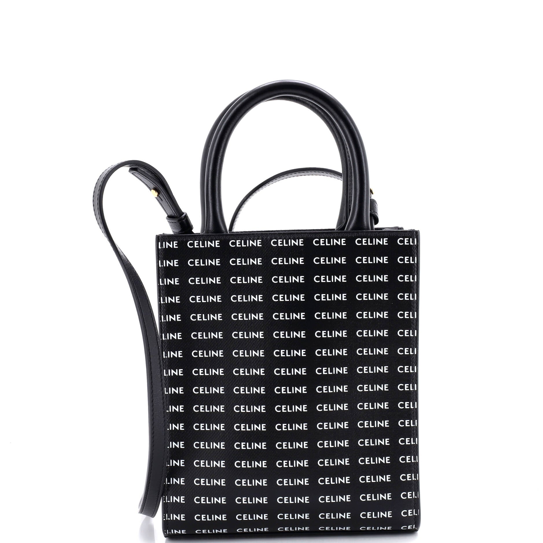 Vertical Cabas Tote All Over Logo Print Leather Mini