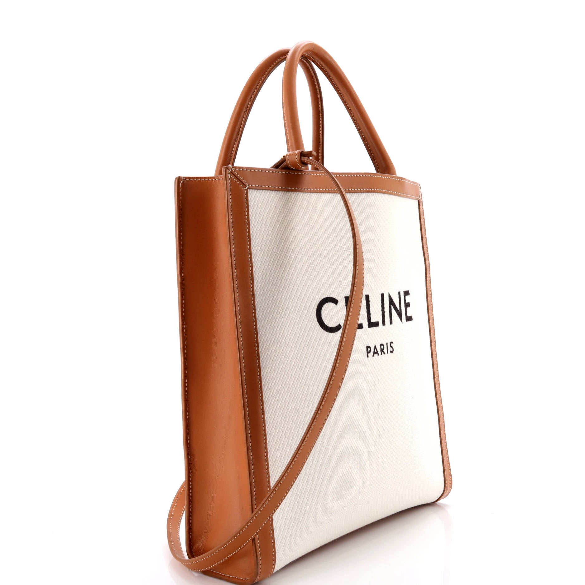 Vertical Cabas Tote Canvas with Leather Small
