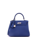 Kelly Handbag Bleu Tie Togo with Palladium Hardware 25