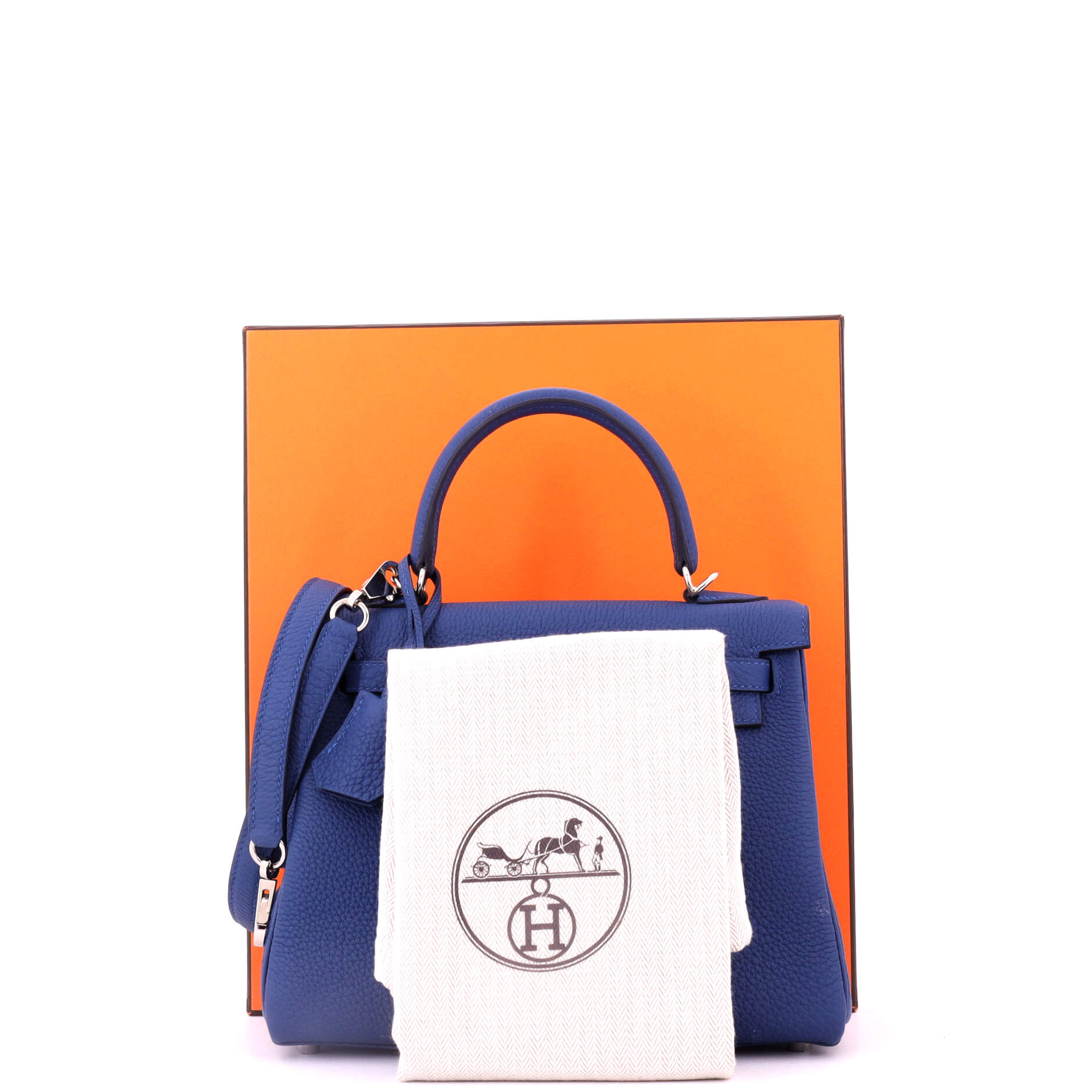 Kelly Handbag Bleu Tie Togo with Palladium Hardware 25