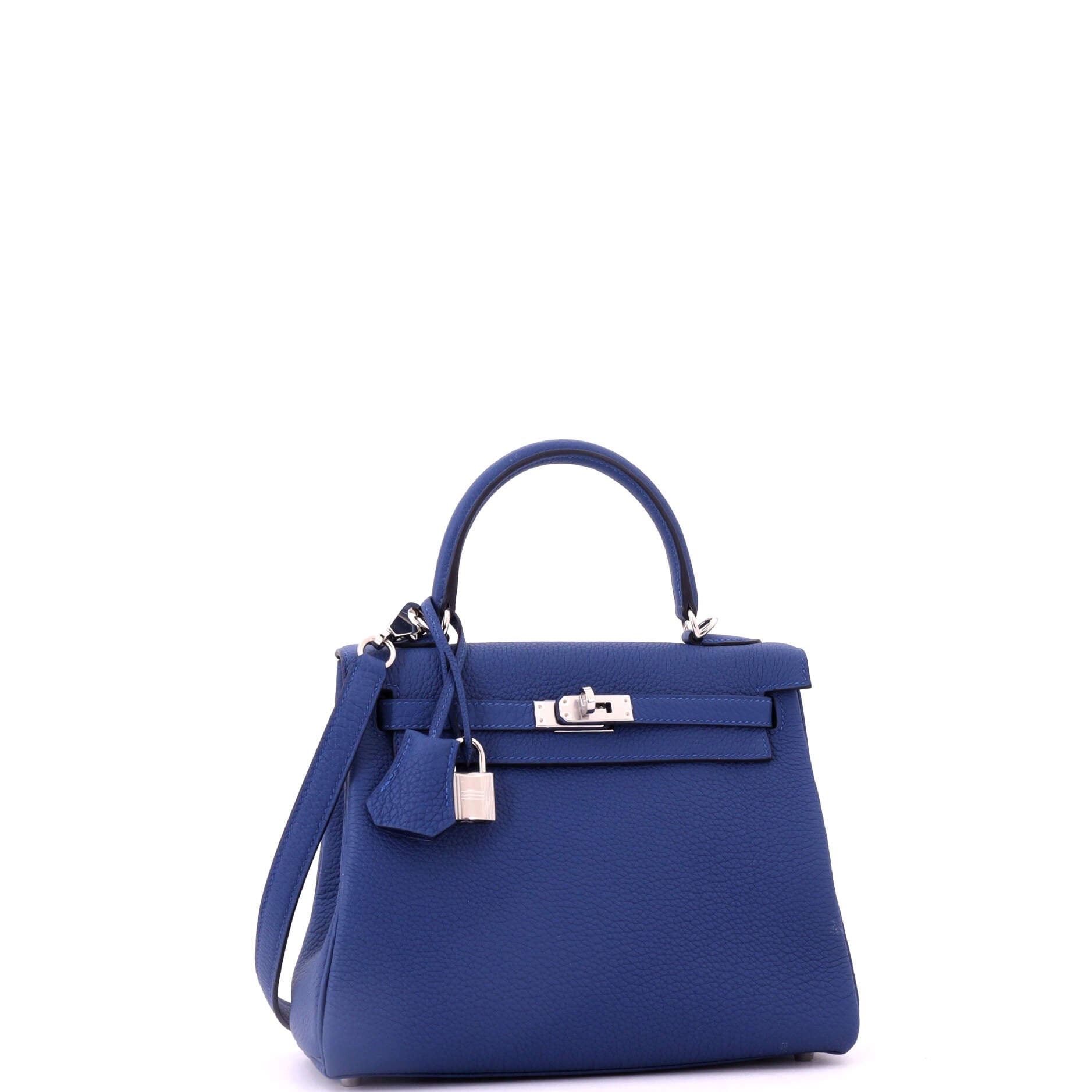 Kelly Handbag Bleu Tie Togo with Palladium Hardware 25