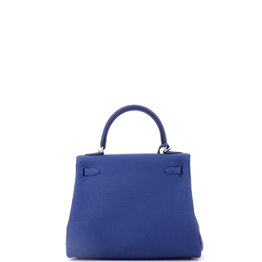 Kelly Handbag Bleu Tie Togo with Palladium Hardware 25