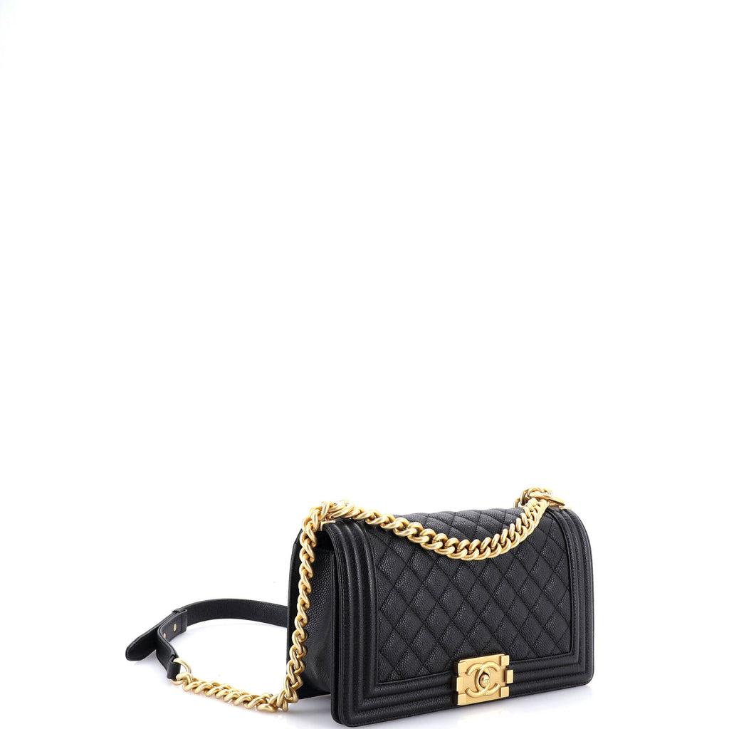 Boy Flap Bag Quilted Caviar Old Medium