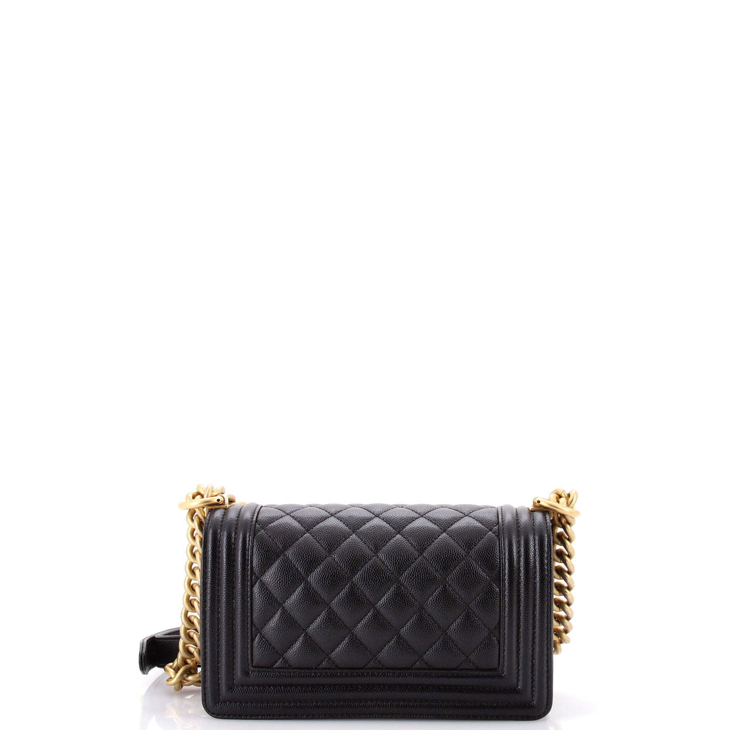 Boy Flap Bag Quilted Caviar Small
