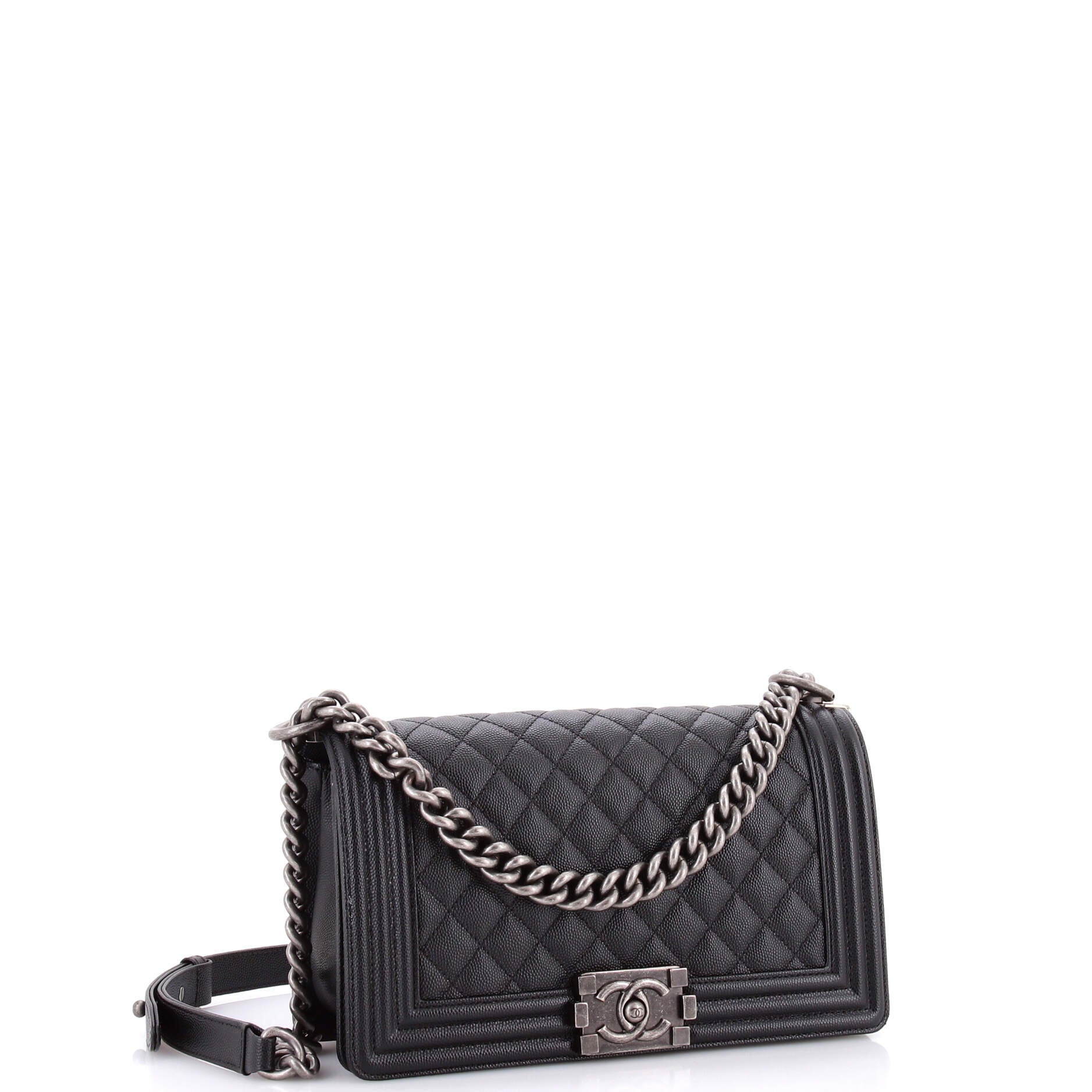 Boy Flap Bag Quilted Caviar Old Medium