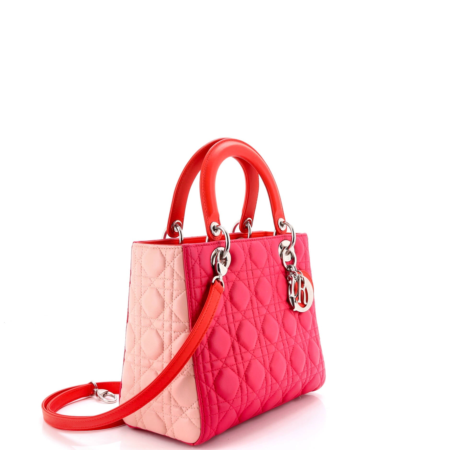 Tricolor Lady Dior Bag Cannage Quilt Lambskin Medium