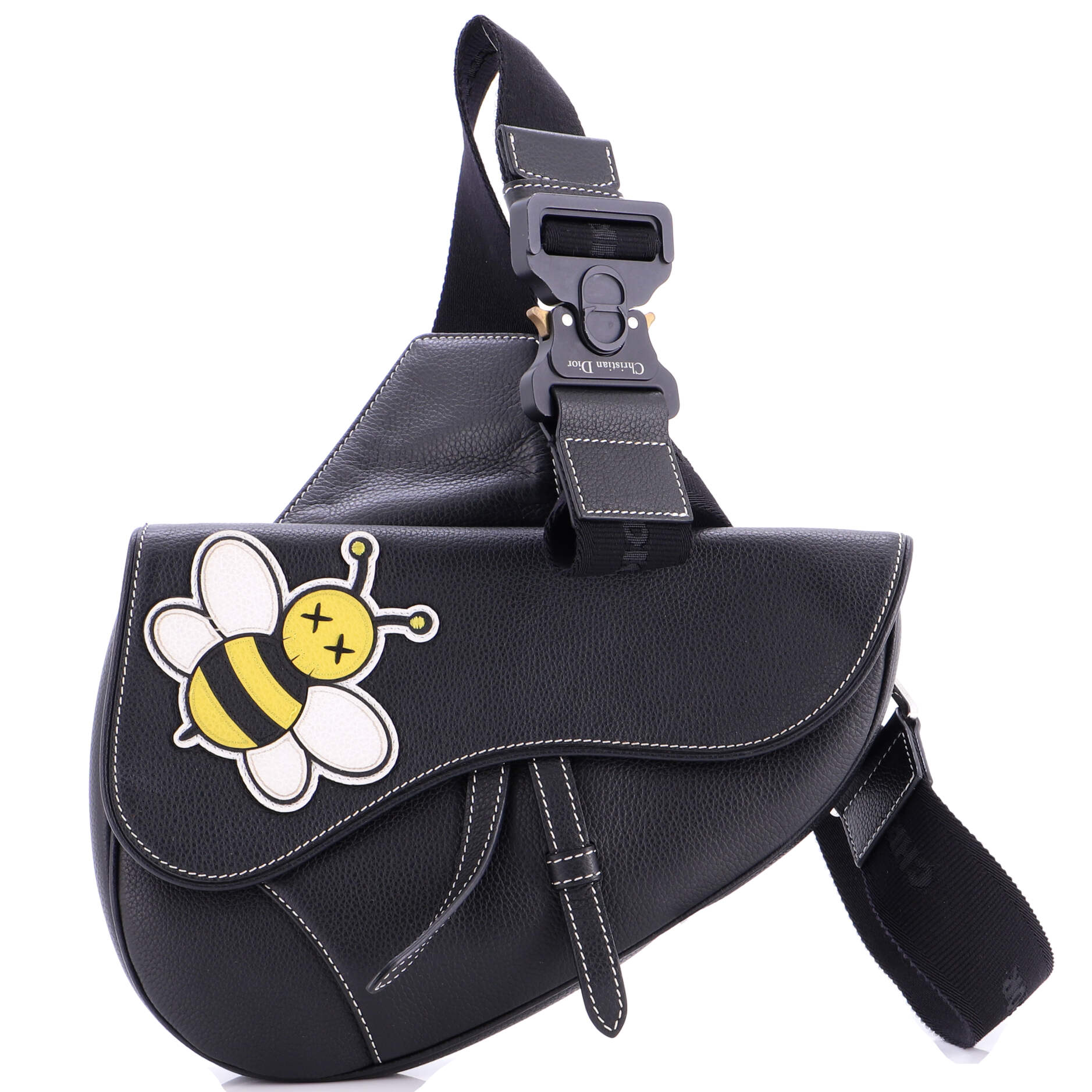 KAWS Saddle Crossbody Bag Leather with Applique