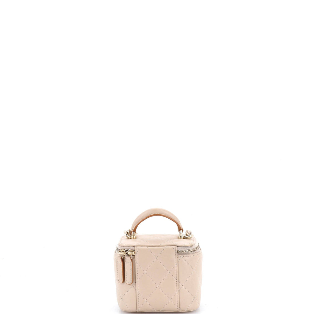 Classic Top Handle Vanity Case with Chain Quilted Lambskin Mini
