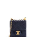 Chic Pearls Flap Clutch with Chain Quilted Goatskin Mini