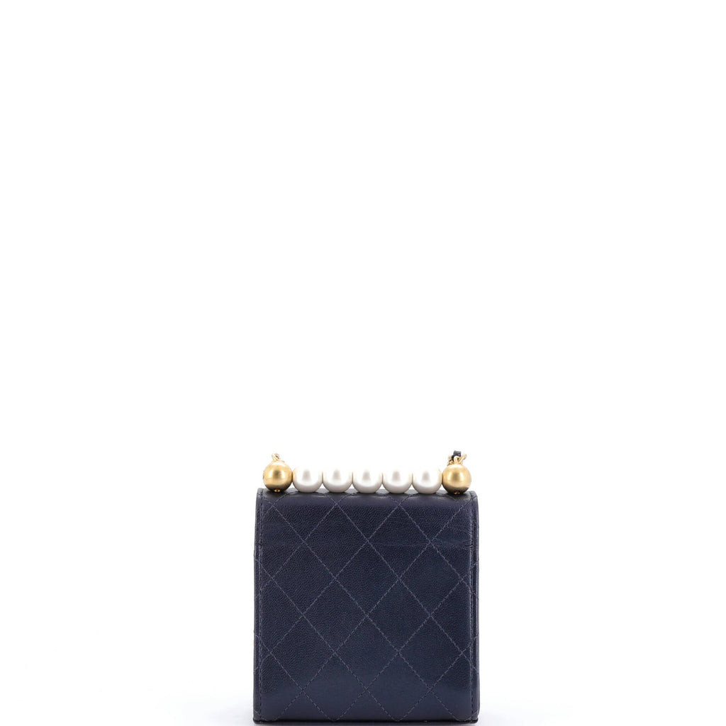 Chic Pearls Flap Clutch with Chain Quilted Goatskin Mini