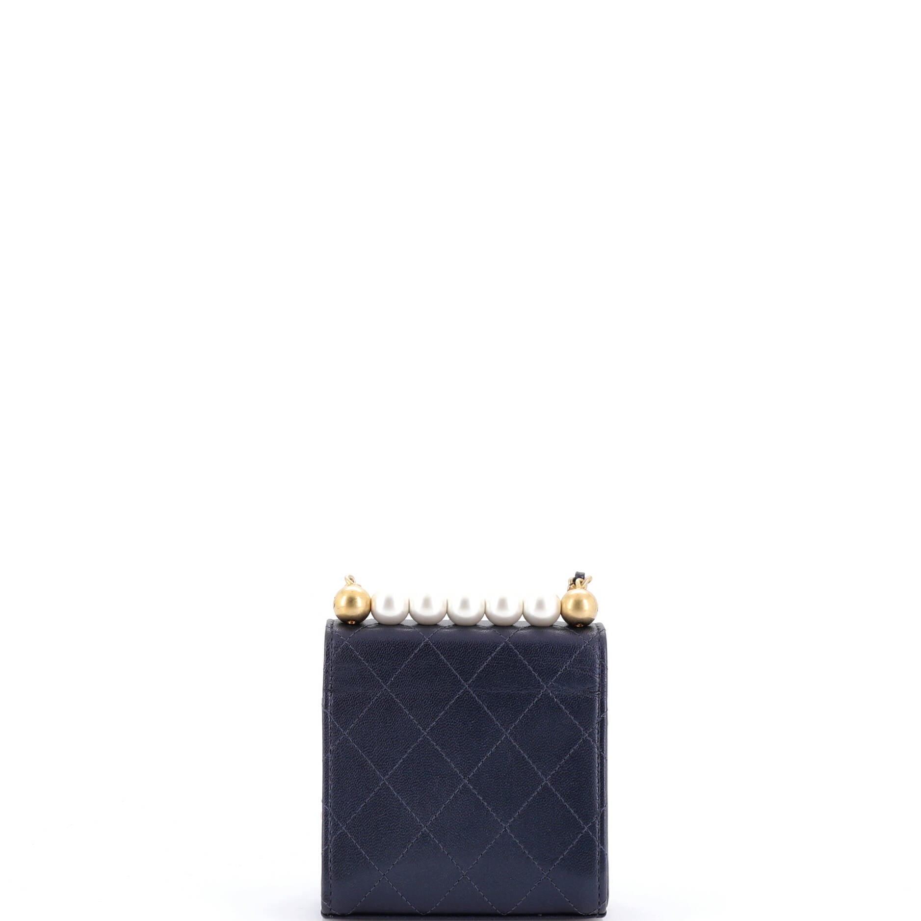 Chic Pearls Flap Clutch with Chain Quilted Goatskin Mini