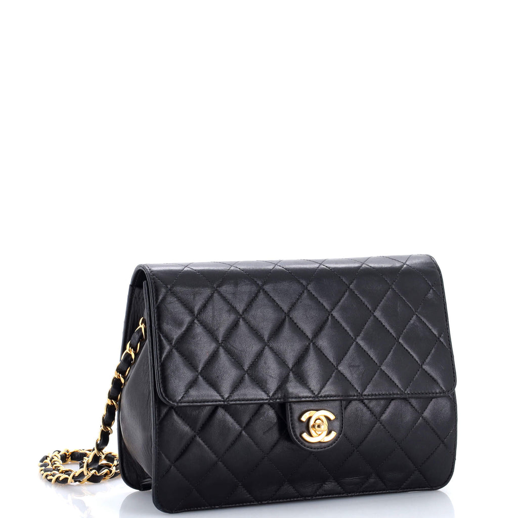 Vintage Clutch with Chain Quilted Leather Small