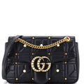 Pearly GG Marmont Flap Bag Embellished Matelasse Leather Medium