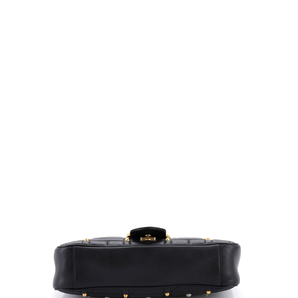 Pearly GG Marmont Flap Bag Embellished Matelasse Leather Medium