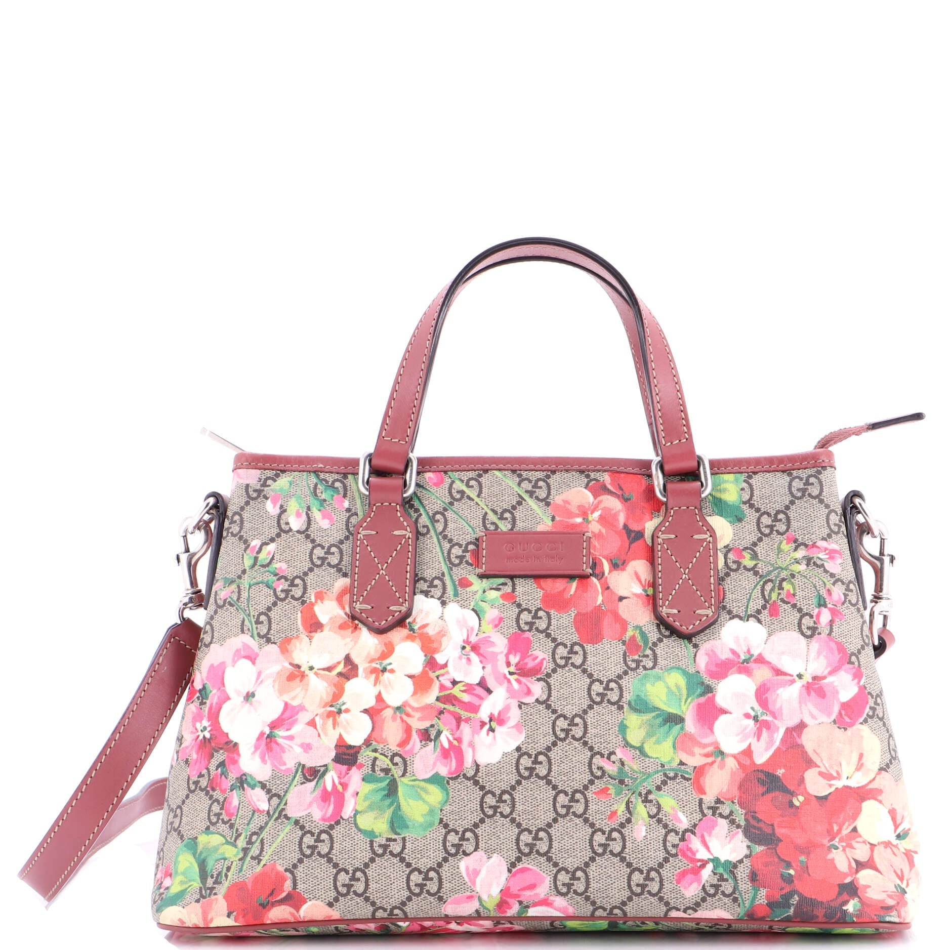 Convertible Zip Tote Blooms Print GG Coated Canvas Medium