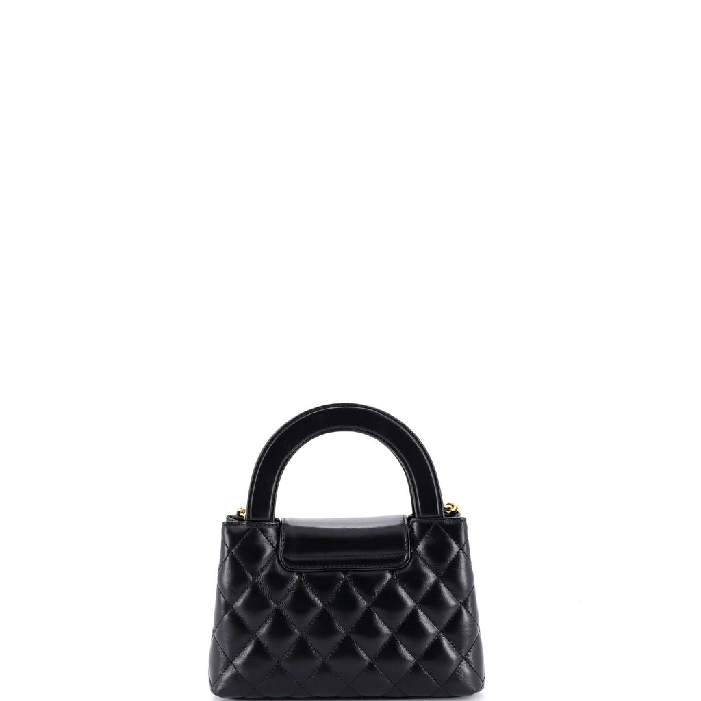 Kelly Top Handle Shopping Bag Quilted Shiny Aged Calfskin Mini