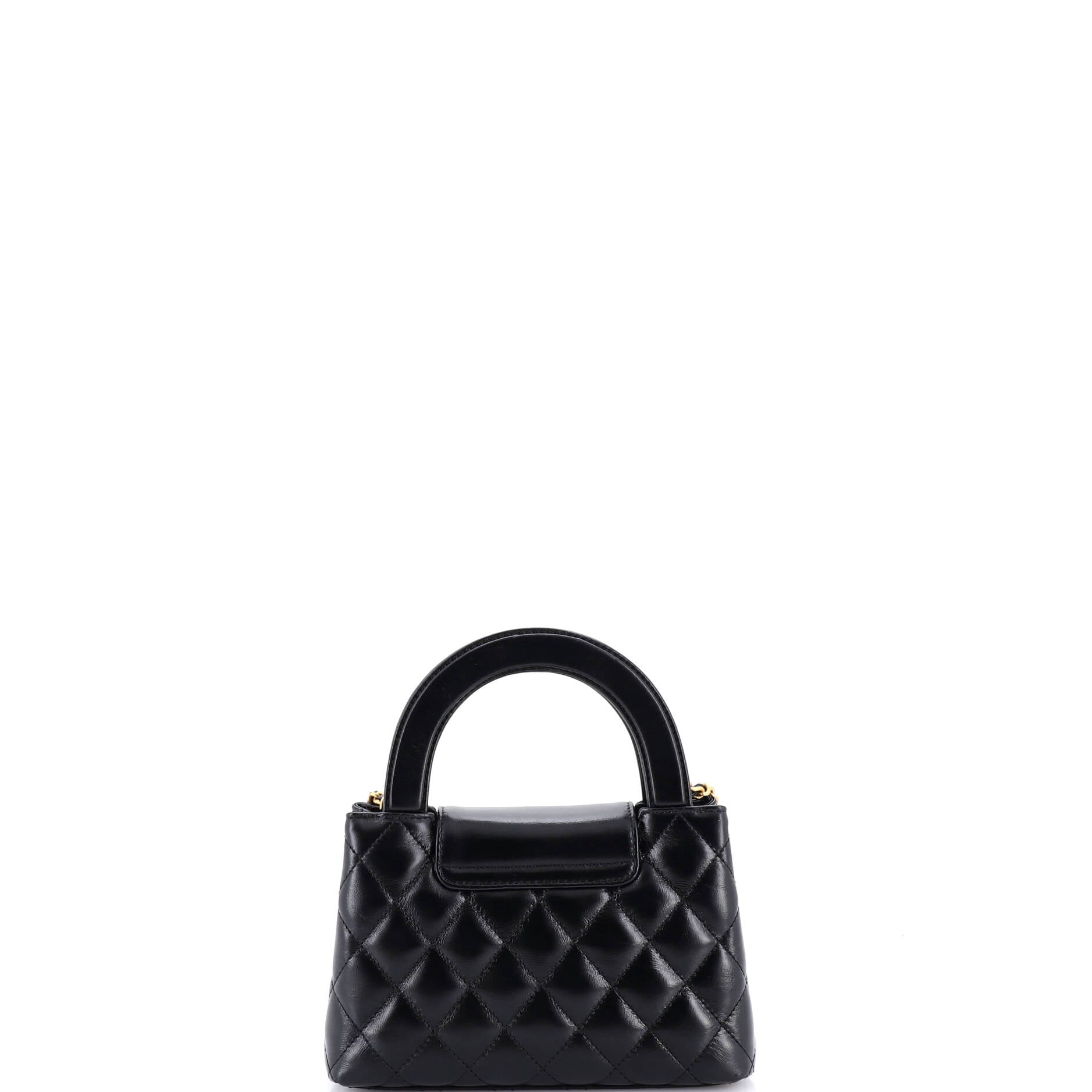 Kelly Top Handle Shopping Bag Quilted Shiny Aged Calfskin Mini